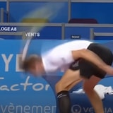 Tennis Player Destroys Three Rackets During Mid-Game Breakdown
