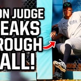 Aaron Judge Runs Into Wall, Breaks The Wall, Catches Fly Ball And Injures His Toe — All  In One Play