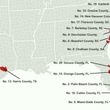 America's Most Hurricane-Vulnerable Counties, Mapped