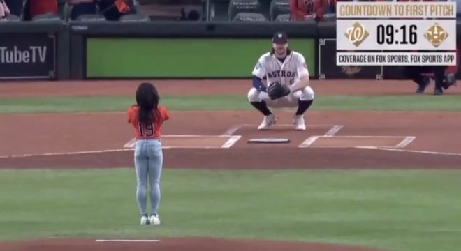 Simone Biles Threw Out The First Pitch At The World Series Like Only Simone Biles Could