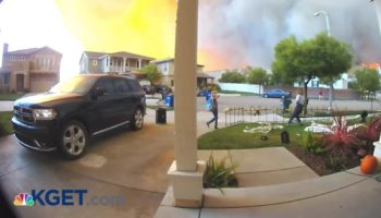 Doorbell Camera Captures Harrowing Footage Of California Family Evacuating From Wildfire