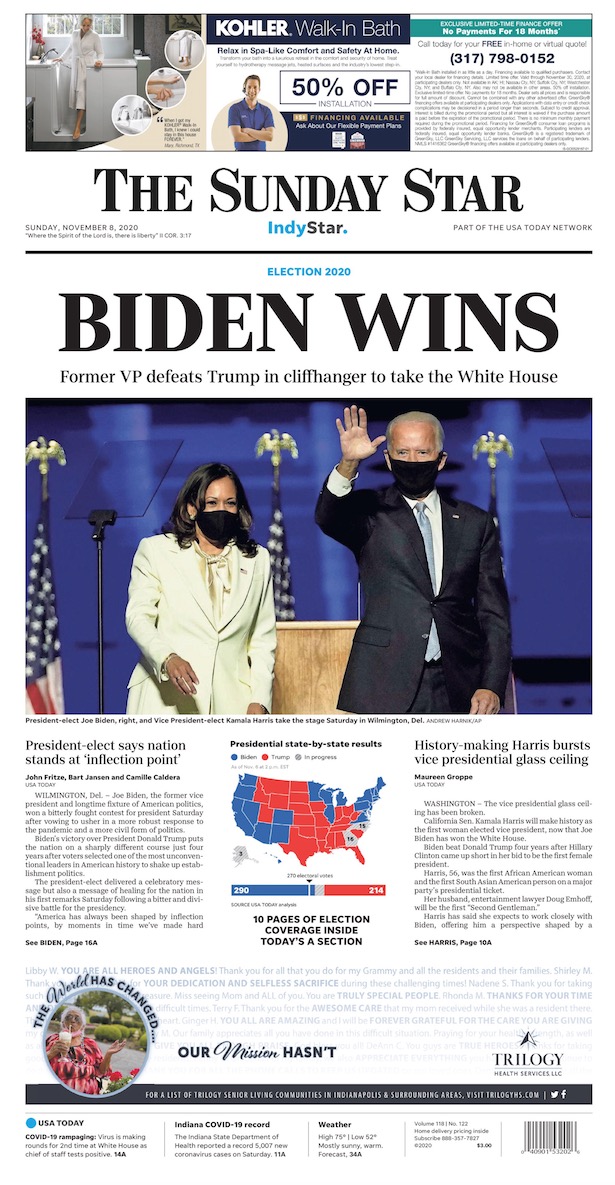 NY Daily News Newspaper JOE BIDEN KAMALA HARRIS President Election 11/8/2020 