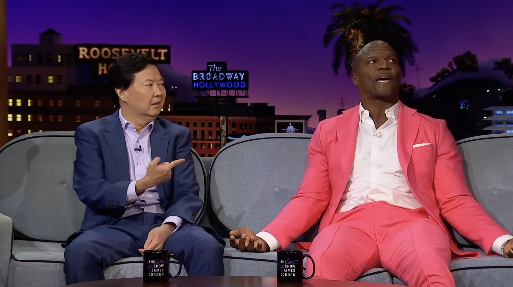 Terry Crews tells James Corden that he learned to swim last year with the h...
