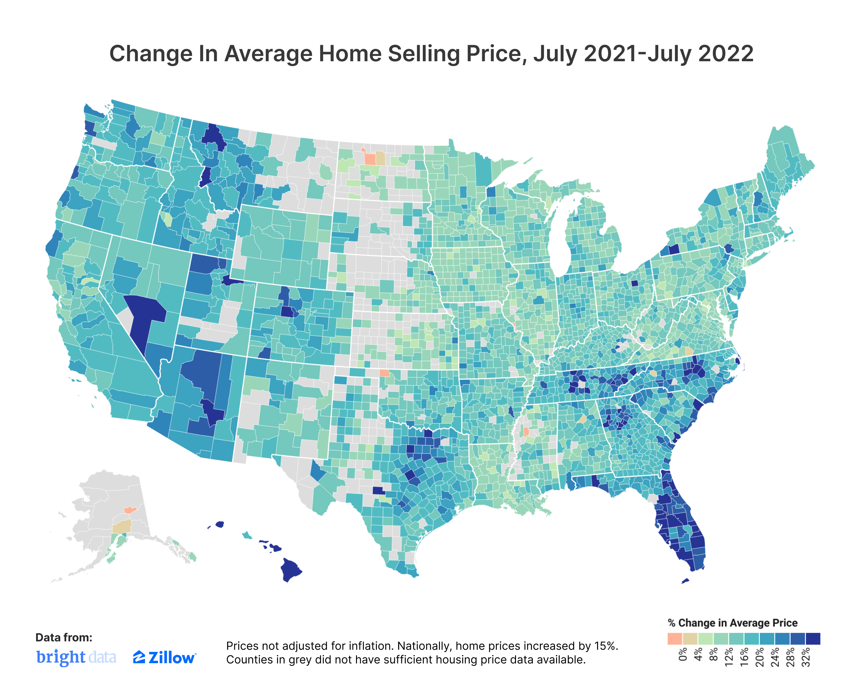 Changes In US Home Prices Over The Last Year, Mapped Digg